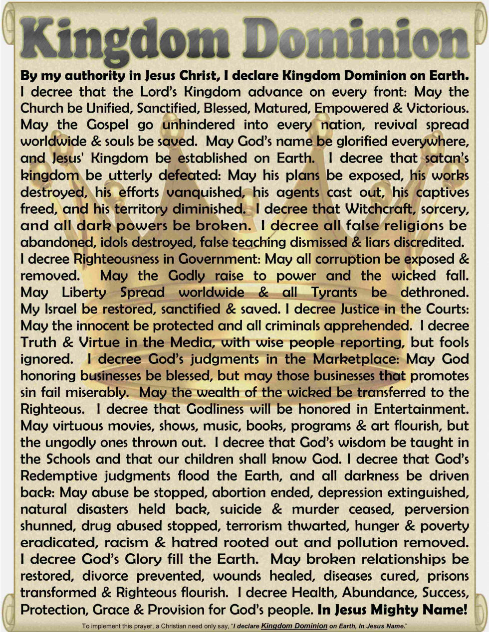 Kingdom Dominion Prayer Poster